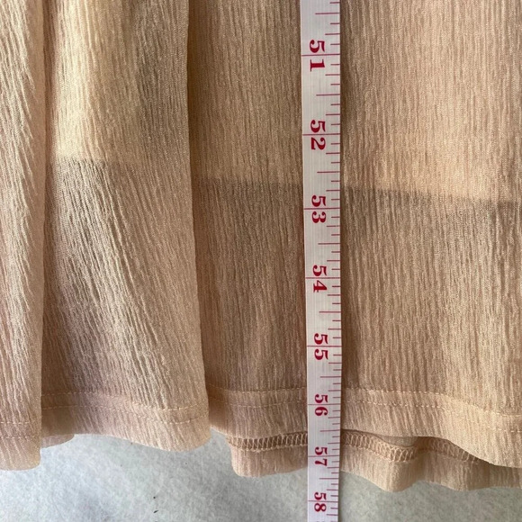 H&M Maxi Dress Womens Sz S Beige Shirred Chiffon Sleeveless Bridesmaid Ruched - Picture 3 of 7